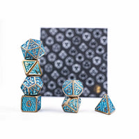 LPG RPG Dice set - Draco Bright Blue/Brass