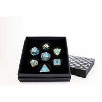 LPG RPG Dice set - Draco Bright Blue/Brass