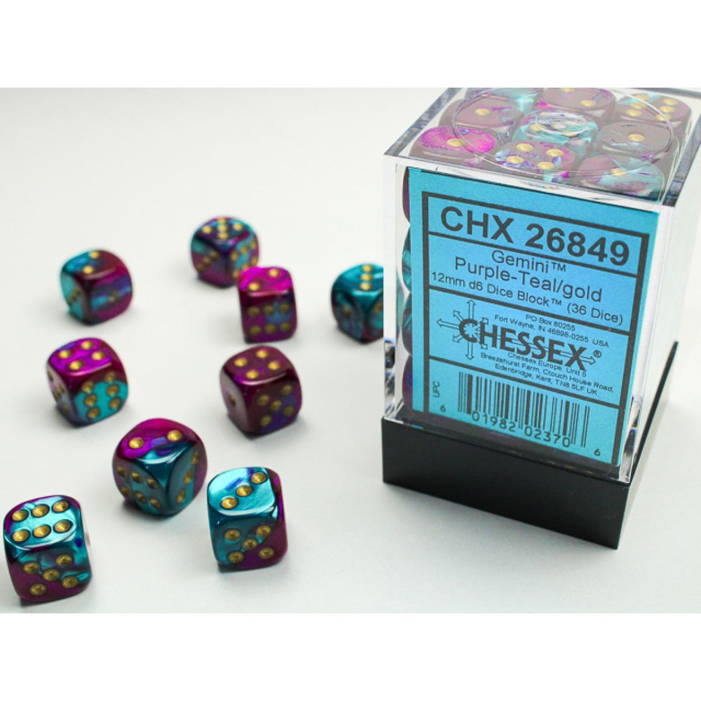Chessex: Gemini Purple-Teal/Gold 12mm d6 Dice Block (Copy)