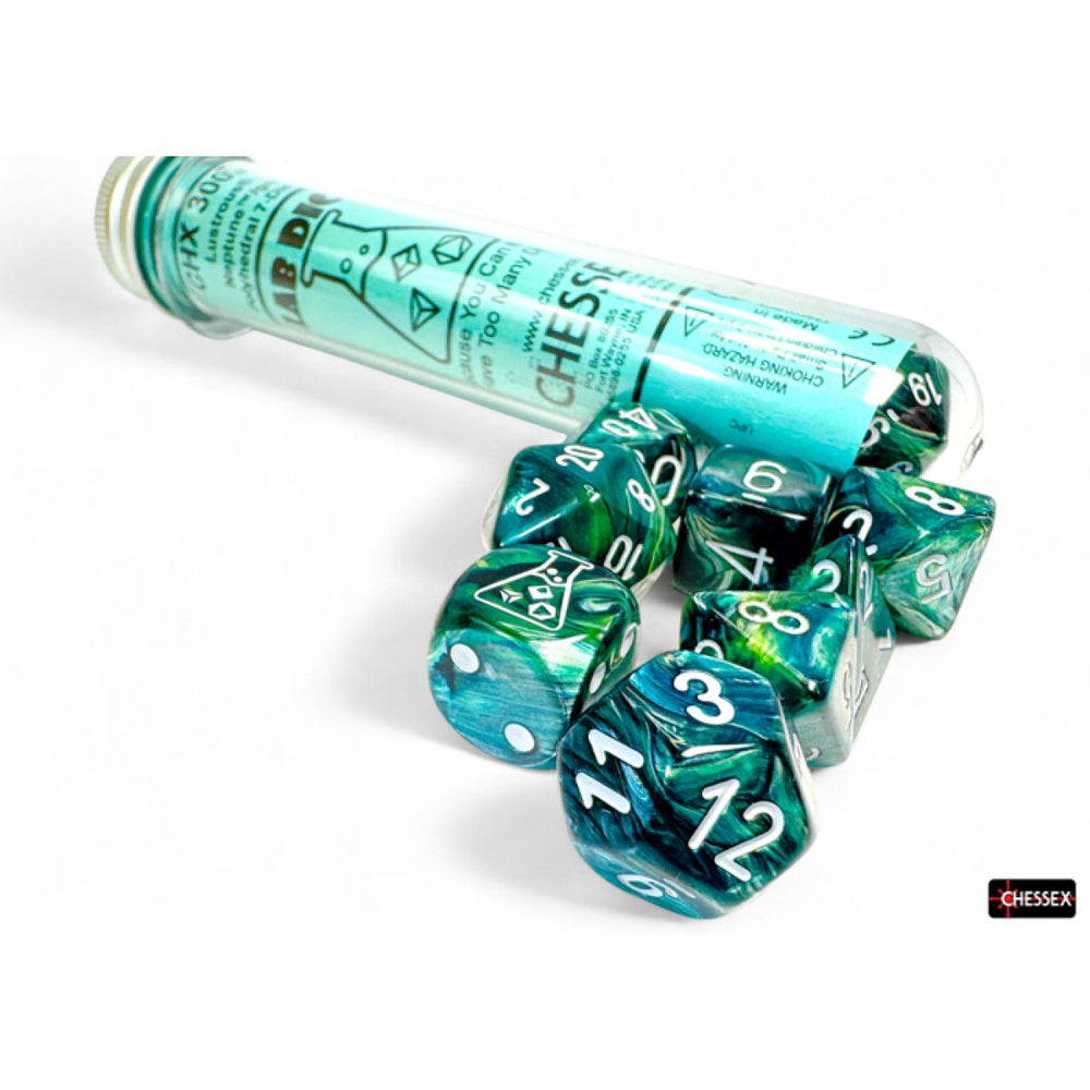 Chessex: Lab Dice - Lustrous Neptune/grey