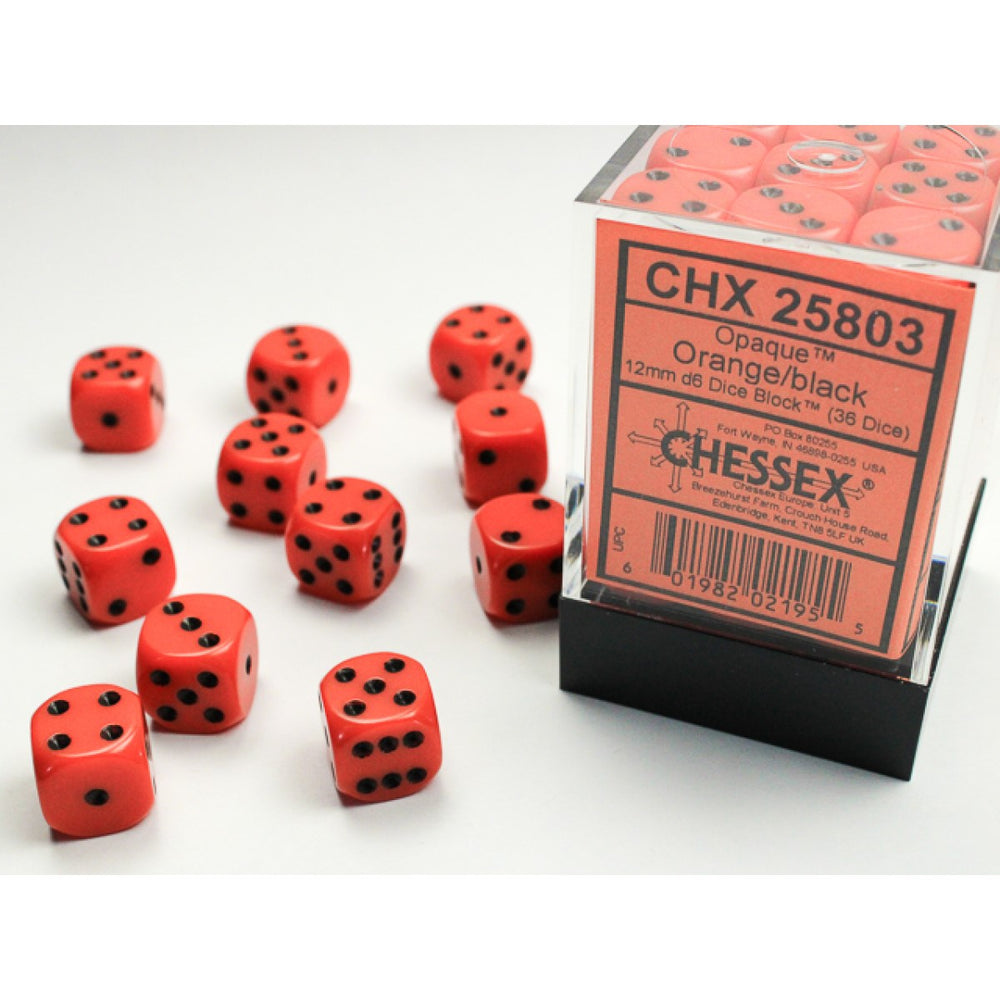 Chessex: Opaque Orange/Black 12mm Dice Block