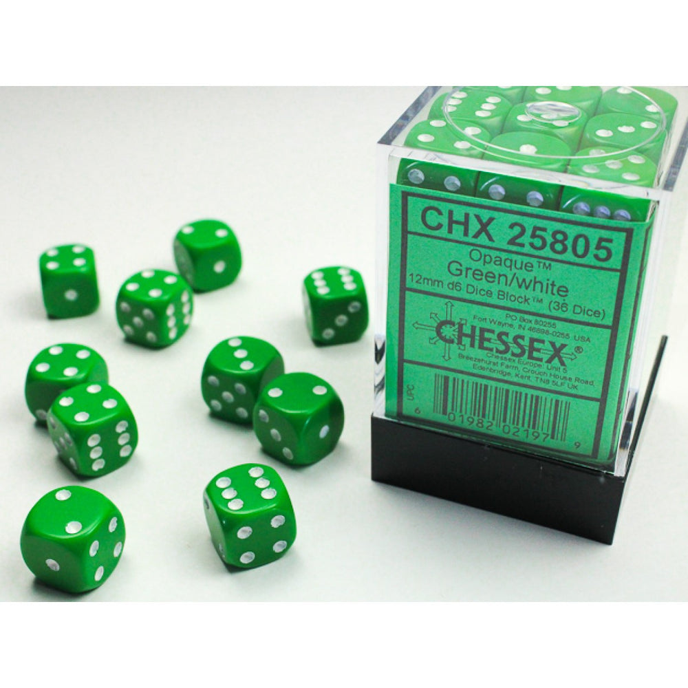 Copy of Chessex: Opaque Green/White 12mm Dice Block