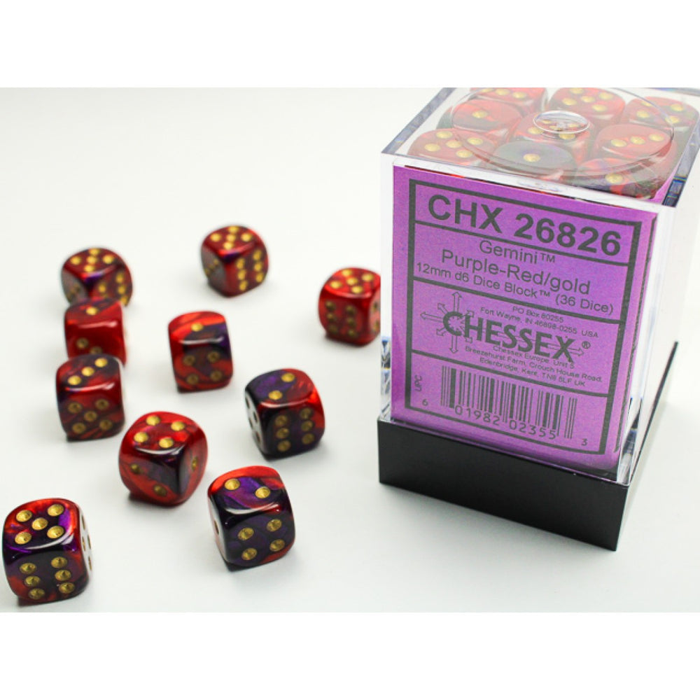 Chessex: Gemini Purple Red/Gold 12mm Dice Block