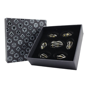 LPG RPG Dice set - Hollow Elliptic Black & Gold