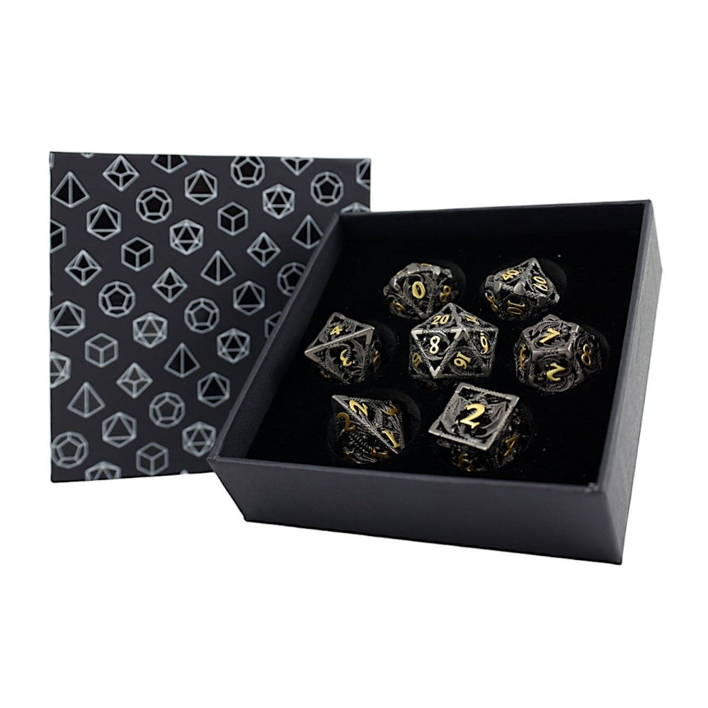 LPG RPG Dice set - Hollow Dragon Black & Gold