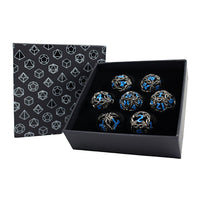 LPG RPG Dice set - Hollow Vines Stainless & Blue