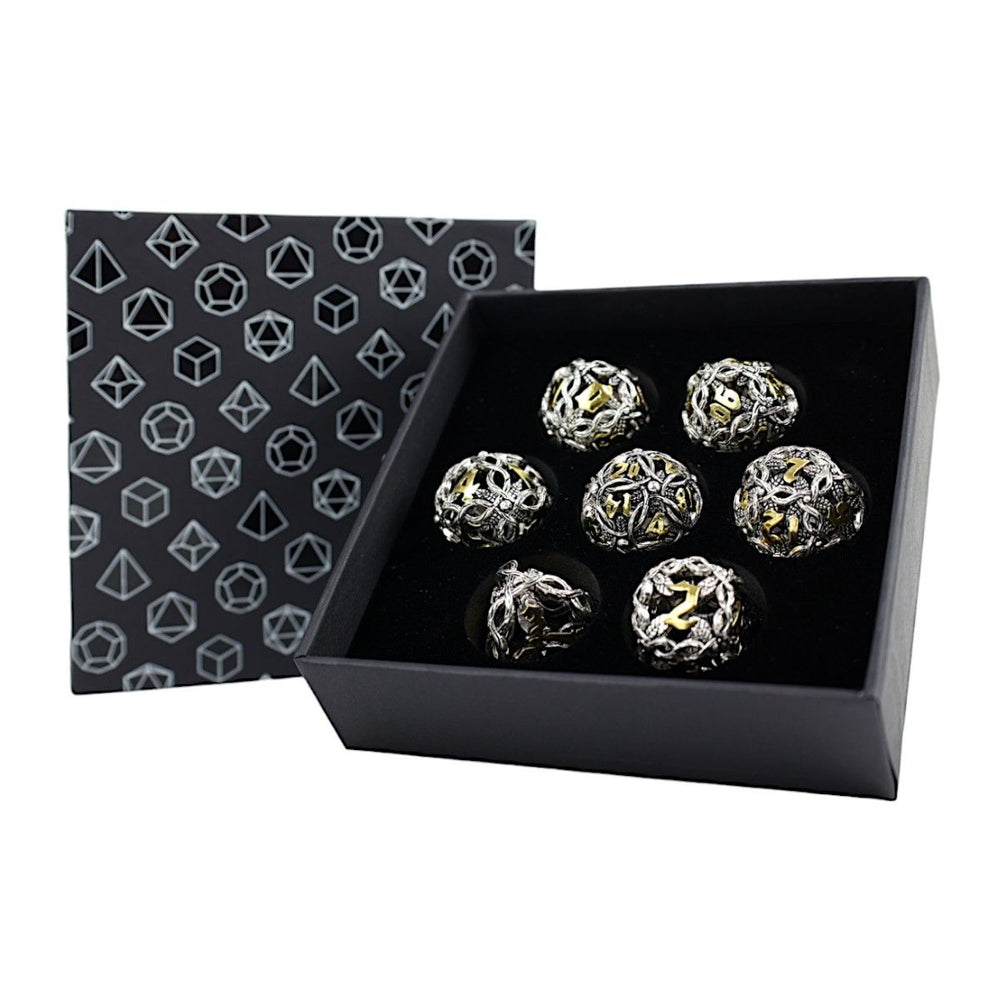 LPG RPG Dice set - Hollow Vines Chrome & Gold