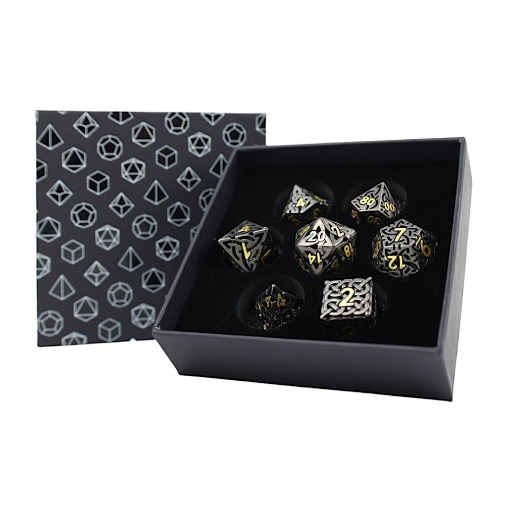 LPG RPG Dice set - Hollow Textures Black & Gold