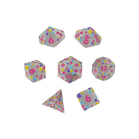 LPG RPG Dice set - Inscripted Hex Pastel White
