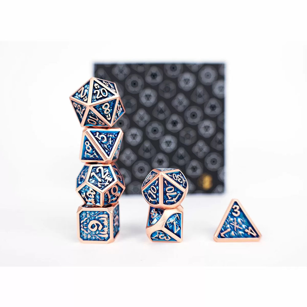 LPG RPG Dice set - Draco Dark Blue/Brass