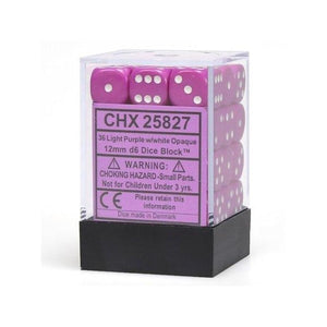 Chessex: Opaque Light Purple/white 12mm Dice Block