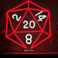 Neon LED d20 sign