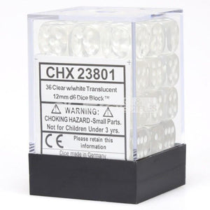 Chessex: Translucent Clear/White 12mm Dice Block