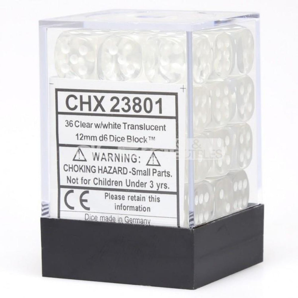 Chessex: Translucent Clear/White 12mm Dice Block