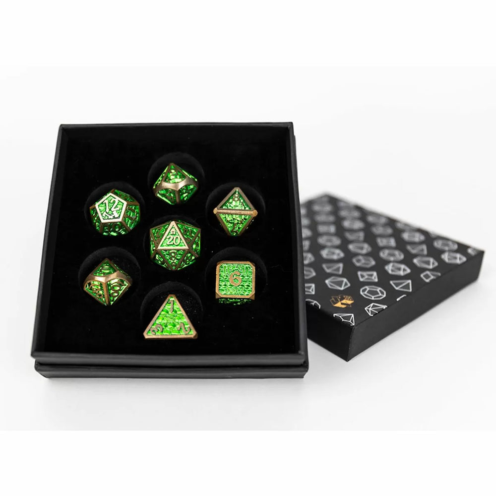 LPG RPG Dice set - Draco Bright Green/Brass