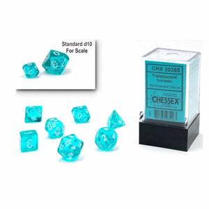 Chessex: Translucent Mini Teal/White 7 piece set