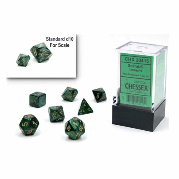 Chessex: Scarab Mini Jade/Gold 7 piece set