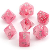 Chessex: Ghostly Glow Pink/Silver 7 piece set