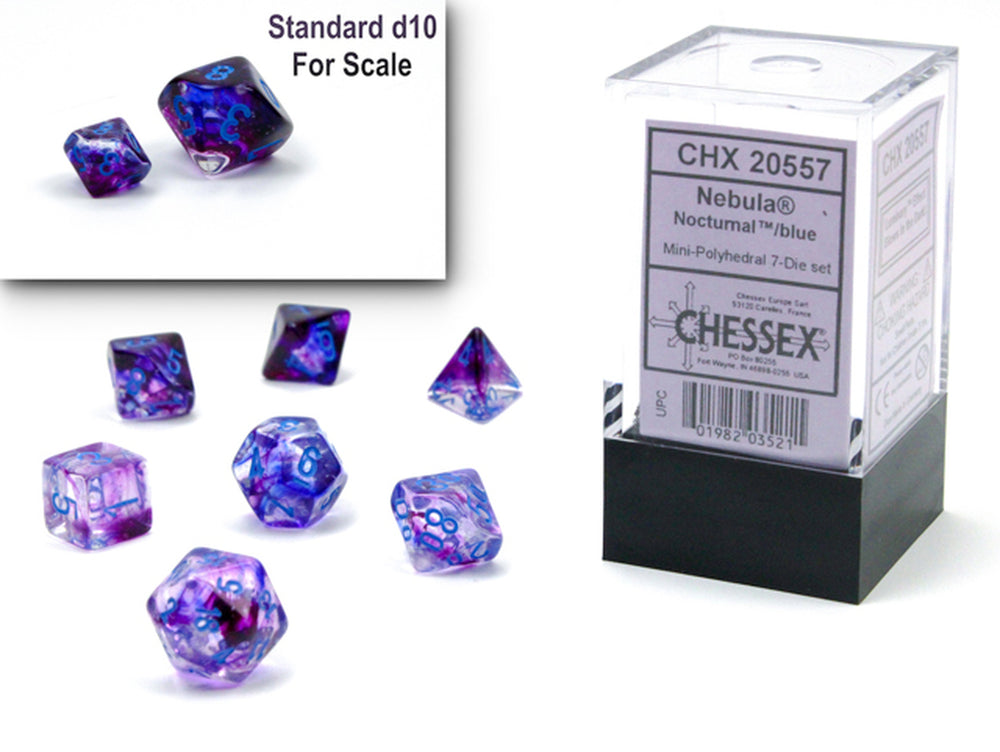 Chessex: Nebula Mini Nocturnal/Blue Luminary 7 piece set