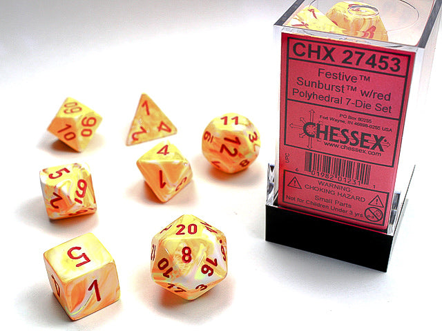 Chessex: Festive Sunburst/Red 7 Dice Set