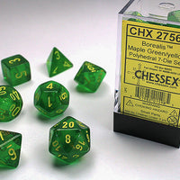 Chessex: Borealis Maple Green/Yellow 7 Piece Set