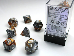 Chessex: Gemini Copper Steel/white 7 piece set