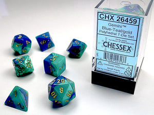 Chessex: Gemini, Blue Teal/Gold 7 piece set