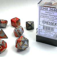 Chessex: Gemini, Orange Steel/Gold 7 piece set