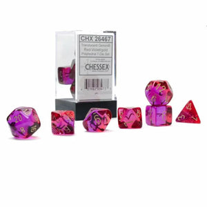 Chessex: Gemini Translucent Red-Violet/gold 7 piece set