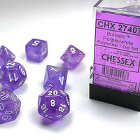 Chessex: Borealis, Purple/White, 7 Dice Set