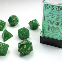Chessex: Vortex Green/gold 7 piece set