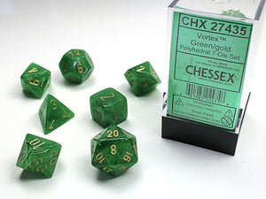 Chessex: Vortex Green/gold 7 piece set