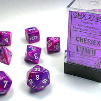 Chessex: Festive,Violet/White, 7 Dice Set