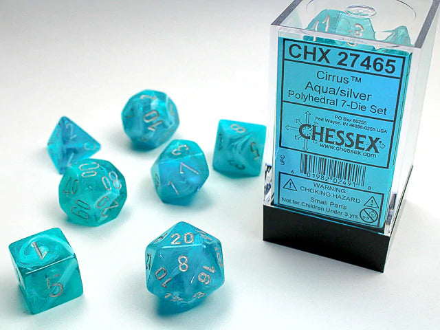 Chessex: Cirrus Aqua/Silver 7 Dice Set