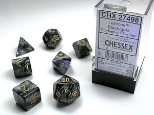 Chessex: Lustrous, Black/Gold 7 Dice Set