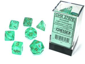 Chessex: Borealis, Light Green / Gold, 7 Dice Set