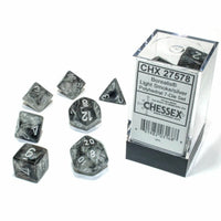 Chessex: Borealis, Light Smoke/silver, 7 Dice Set