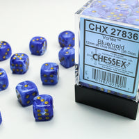 Chessex: Vortex, Blue/Gold, 36, 12mm D6 Dice Block