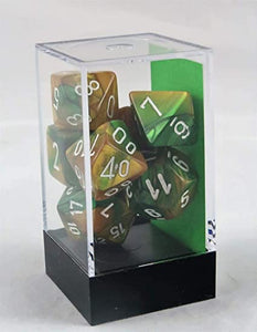 Chessex: Gemini Gold Green/white 7 piece set