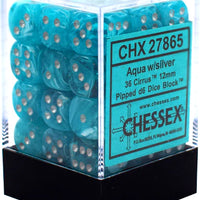 Chessex: Cirrus Aqua/Silver 12mm Dice Block