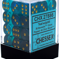 Chessex: Borealis Teal/gold Luminary 12mm Dice Block