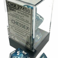 Chessex: Lustrous, Slate/White, 7 Dice Set