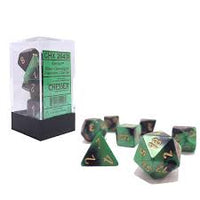 Chessex: Gemini Black Green/gold 7 piece set