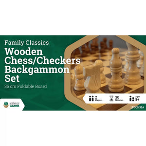 Wooden Chess/Checkers/Backgammon 35cm