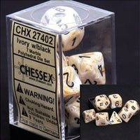 Chessex: Marble, Ivory/Black, 7 Dice Set