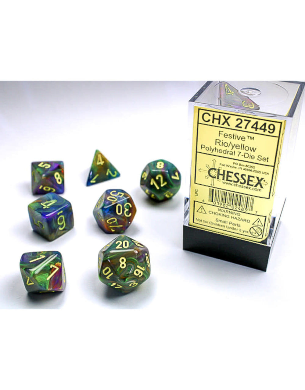 Chessex: Festive Rio/Yellow 7 piece RPG set