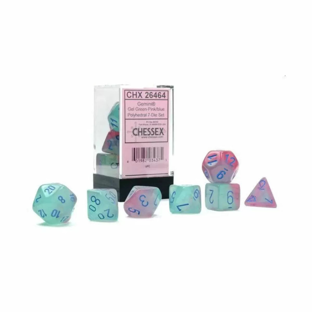 Chessex: Gemini Gel Green-Pink/blue 7 piece set