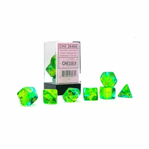 Chessex: Gemini Translucent Green-Teal/yellow 7 piece set