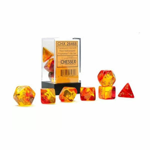 Chessex: Gemini Translucent Red-Yellow/gold 7 piece set