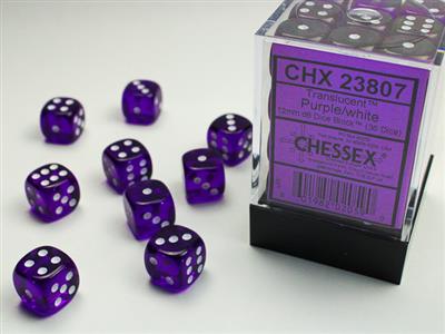 Chessex: Translucent Purple/White 12mm Dice Block